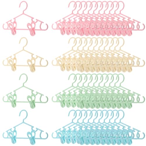Hsei 120 Packs Baby Hangers with Clips Toddler Hangers with Clips for Kids Pants Closet Coat Skirts Socks (Multicolor)