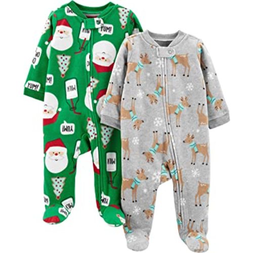 Simple Joys by Carter's Toddlers and Baby Boys' Holiday Fleece Footed Sleep and Play, Pack of 2