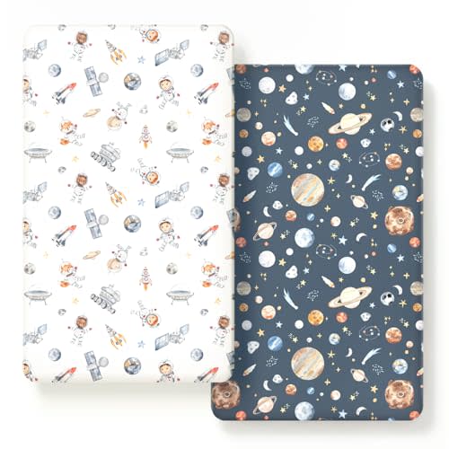GRSSDER Stretch Ultra Soft Jersey Knit Fitted Crib Sheets Set 2 Pack, Universal Fit All Standard Crib Mattress Pads Safe and Snug, Crib Fitted Sheet with Deep Pocket, Original Design for Baby