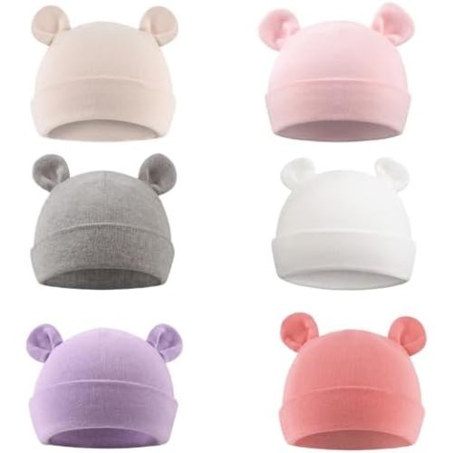PESAAT Newborn Hospital Hat 0-12Months Preemie Boys Girls Beanie Solid Infant Baby Hats Autumn Winter