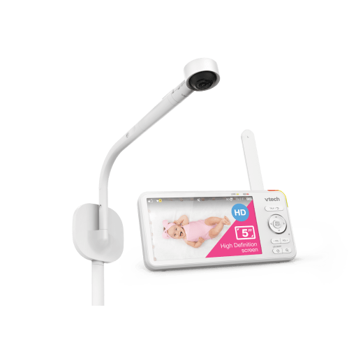 VTech 1080p WiFi Smart Nursery Remote Access Over-the-Crib View Video Baby Monitor with 5 High Definition 720p Display, Night Light, RM5887HD (White)