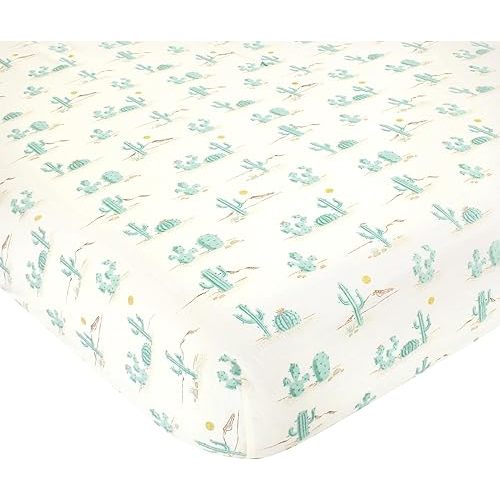 Hudson Baby Unisex Baby Cotton Fitted Crib Sheet, Desert Cactus, One Size