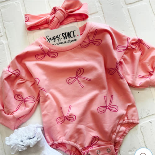 coquette pink bubble romper