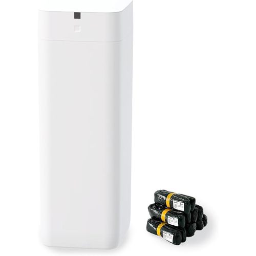 Automatic Trash Can, 8 Gallon Self Sealing and Self-Changing Smart Trash Can, Motion Sensor, Touchless Garbage can with lid for Kitchen Bathroom Bedroom Office, 6 Refill Rings(L2, White)