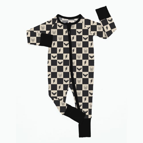 Newborn Checkered Lightning Bat Skull Bamboo Sleeper