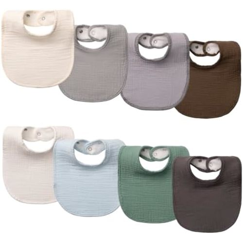 COOROBIN Muslin Baby Bibs for Baby Girl & Boy 100% Cotton 8-Pack Baby Drool Bibs - Quick-Dry Absorbent Bandana Bibs