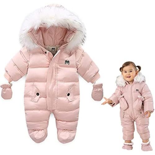 XIFAMNIY Baby Winter Snowsuit Coat Romper Outwear Hooded Footie Toddler…