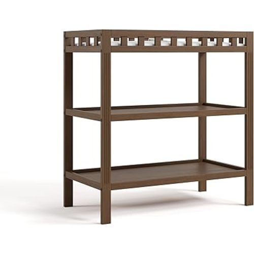 Storkcraft Morningside Changing Table (Hazelnut) – GREENGUARD Gold Certified Baby Changing Table, Includes Waterproof Diaper Changing Pad, Easy 30-Minute Assembly, 2 Open Shelves for Storage