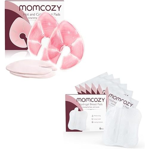 Momcozy Larger Breast Therapy Packs & Soft Hydrogel Nipple Pads, Breastfeeding Essentials