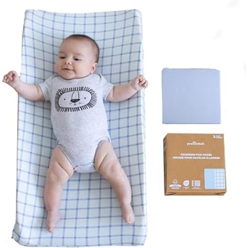Organic Cotton Changing Pad Cover Boy, 2pk Changing Table Pad Cover, Blue