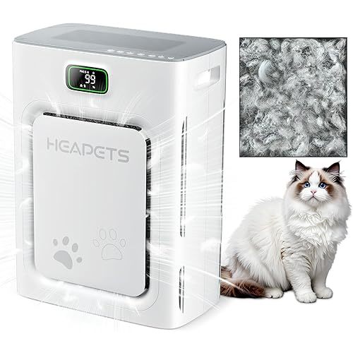 Pet Air Purifier for Home Large Room 2500 sq ft, H13 HEPA Washable Double-Sided Filter, Air Cleaner for Pet Hair Dander Odor Allergies Pollutant Smoke Dust, PM2.5 Air Quality Monitor, Auto Mode, Grey