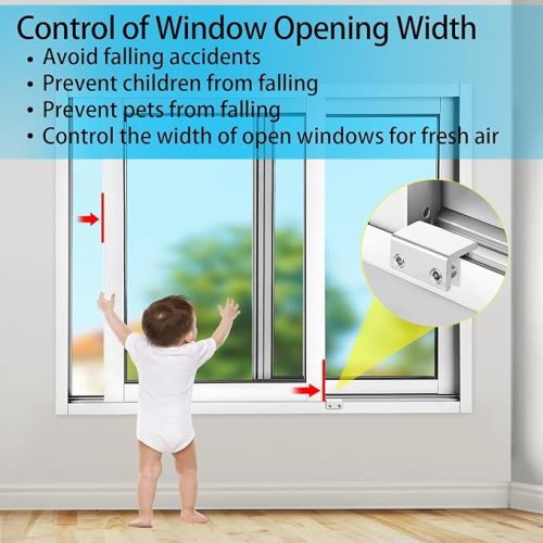 ZRFCXE Window Locks,4 Pack Sliding Window Locks with Key for Vertical & Horizontal Sliding Windows Doors,Easv to Install,Adjustable Security Window Lock for Patio Bedroom Home and Office (Silver)