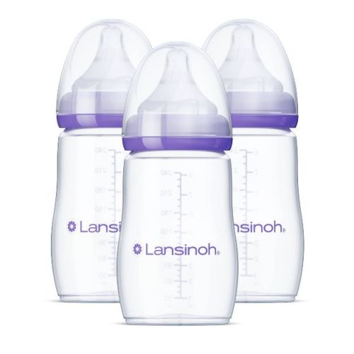 Lansinoh Baby Bottles For Breastfeeding Babies, With Medium Flow Nipples (size 3m) – 8oz/3pk