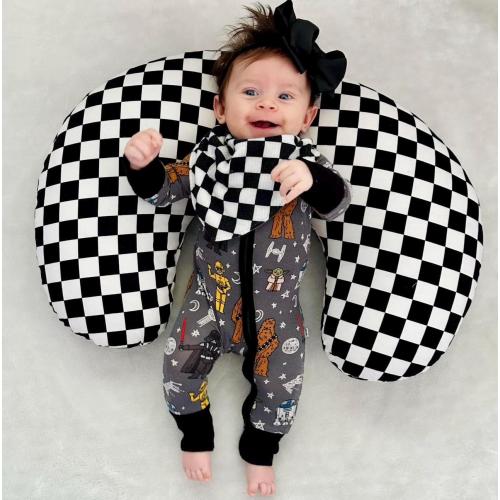 Black White Checkered Nursing Pillow Cover, Gender Neutral Baby Shower Gift, Retro Ska Punk Checkerboard Baby Gift, Race Car Lover Nursery