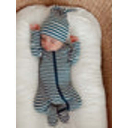 Steel Blue Stripe / Organic Ribbed Zip Footie – SpearmintLOVE