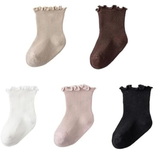 Meeshine Infant Baby Girls Boys Ruffle Socks Kids Frilly Turn Cuff Cotton Mesh Dress Ankle Socks for Toddler 0-5T