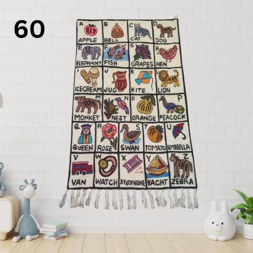 Handmade Alphabet Tapestry Wall Hanging with Animal Embroidery: ABC Tapestry Nursery Decor | Alphabet Wall Hanging for Kids Bedroom