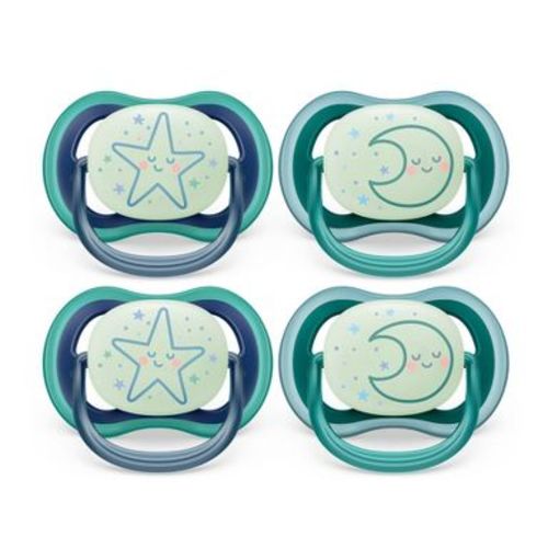 Avent Philips Ultra Air Pacifier 6-18 Months - Sleeping Star/Sleeping Moon Nighttime - 4pk