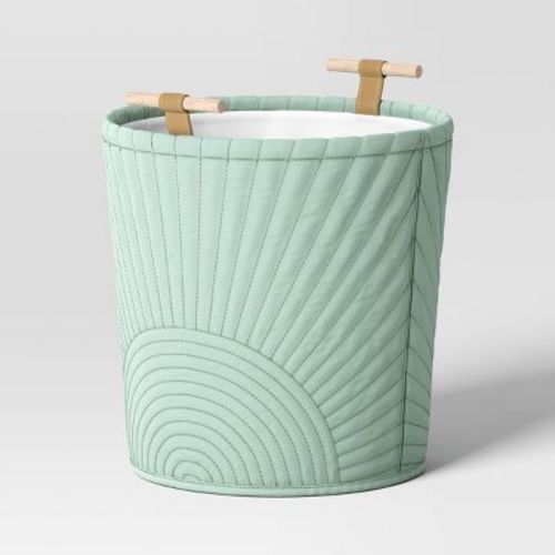 Floor Quilted Kids' Storage Basket Teal Green - Pillowfort™: Large Round Toy Organizer With Handles