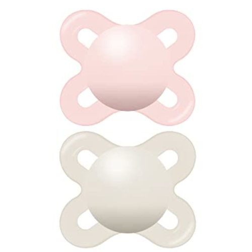 MAM Original Start Matte Newborn Baby Pacifier, Best Pacifier for Breastfed Babies, Sterilizer Case, Girl, 0-3 Months (Pack of 2) - 2 Count (Pack of 1)