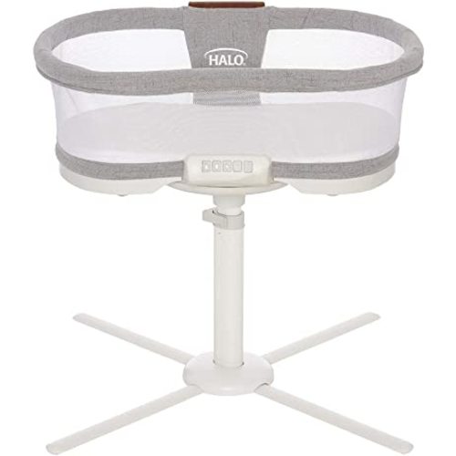 HALO BassiNest Swivel Baby Bassinet, Soothing Center, Vibration and Sound, Luxe Series, Dove Grey Tweed