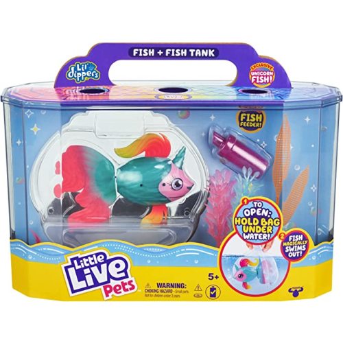 Little Live Pets - Lil' Dippers: Fantasea | Interactive Toy Fish & Tank, Magically Comes Alive in Water, Feed and Swims Like A Real Fish