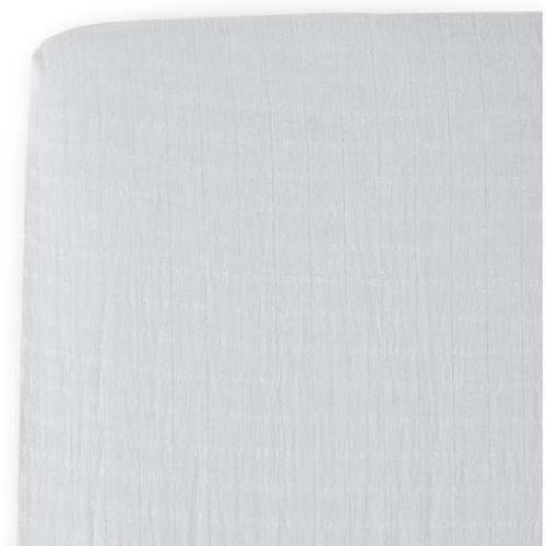 Little Unicorn – White Fitted Crib Sheet | 100% Cotton Muslin | Super Soft | Sized for Standard Baby Crib & Toddler Mattress | Machine Washable | 52” x 28” x 9"