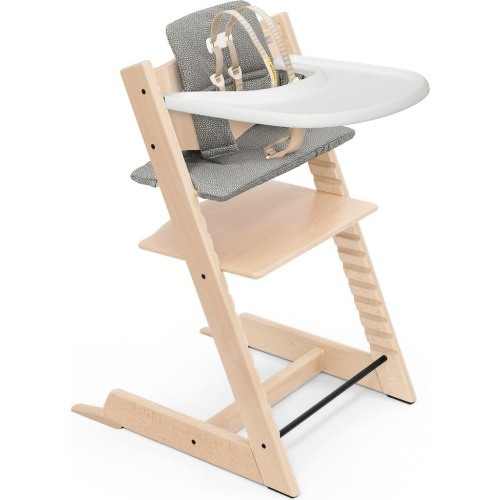 Stokke Tripp Trapp® Highchair, Baby Set, Cushion & Tray Set, Natural / Grey Dots
