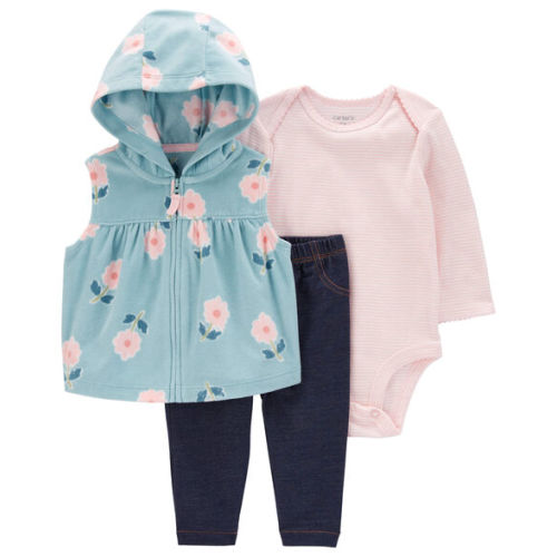 Baby 3-Piece Floral Fleece Little Vest Set - Carter's | Carter's