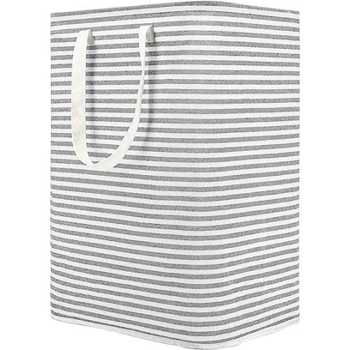 DOKEHOM 80L Freestanding Laundry Hamper with Handle, Collapsible Large Cotton Storage Basket for Clothes (Grey)