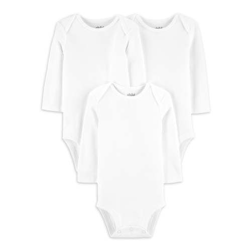 Carter's Child of Mine Baby Unisex Long Sleeve White Bodysuit, 3-pack, Preemie - 18 Months