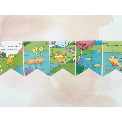 The Lorax book page banner Dr. Seuss bunting garland decor party decor decoration birthday shower nursery