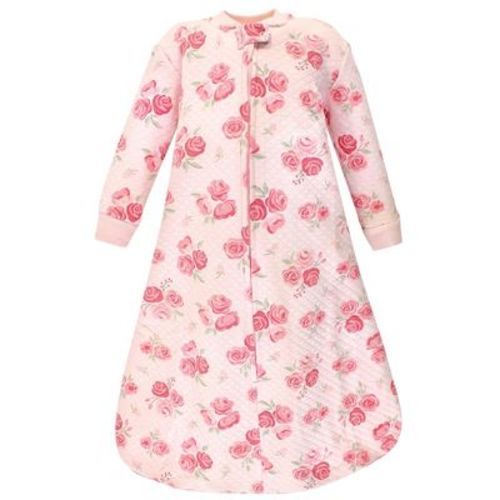 Hudson Baby Infant Girl Premium Quilted Long Sleeve Sleeping Bag And Wearable Blanket, Blush Rose, 0-6 Months