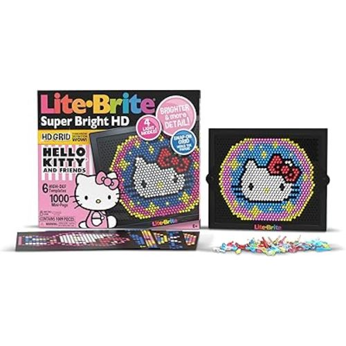 Lite Brite Super Bright HD, Hello Kitty Edition - Create Art with Light, Enhances Creativity, Gift for Girls and Boys Ages 6+