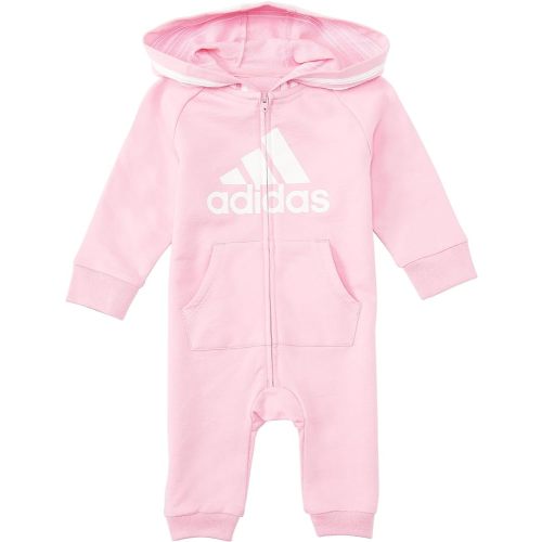 adidas baby-girls Long Sleeve Full-zip Hooded Onesie Jumpsuit Hoodie
