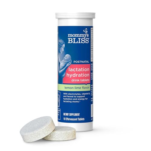 Mommy's Bliss Lactation Hydration Drink Tablets, Lemon Lime Flavor, Electrolytes + B Vitamins, 1 Pack (10 Tablets)