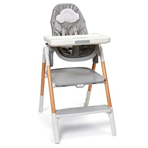 Skip Hop Baby High Chair 2-in 1 Convertible High Chair, Sit-to-Step, Grey/White