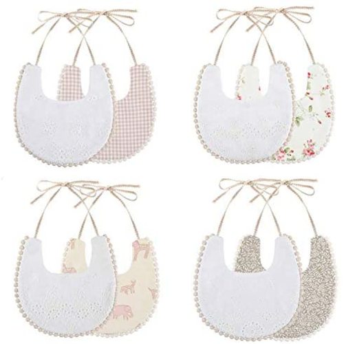 Baby Bib For Girls,Reversible Waterproof Handmade Natural Cotton Baby Drool Bib 0-12 months 2 Pack (floral mult-9, 0-12 months)
