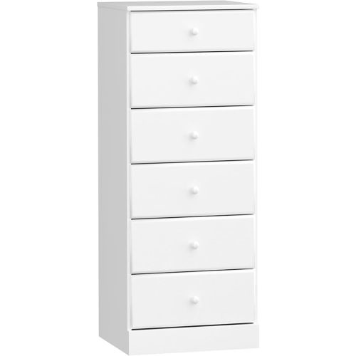 Prepac Astrid Tall White Dresser: 16.5"D x 19.75"W x 50"H, 6-Drawer Chest for Bedroom by Prepac - Perfect Chest of Drawers for Ample Storage