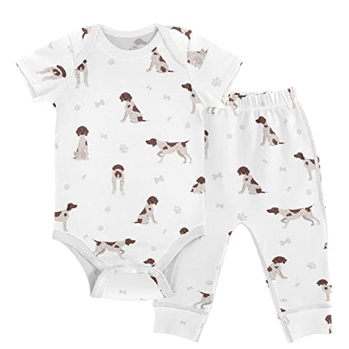 vvfelixl Baby Pants Sets Cute Dogs Puppy Short Sleeve Baby Clothes For Boys Girls 0-24 Months