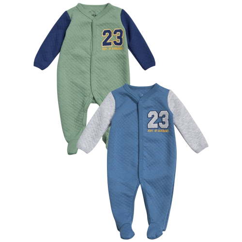 Duck Duck Goose Newborn Baby Boy's Coveralls - 2 Pack Sleep and Play Quilted Baby Onesies (0-9M)