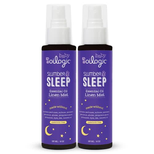 Oilogic Slumber & Sleep Spray for Babies & Toddlers - Aromatherapy Linen Spray with 100% Pure Essential Oils Sleep, Comfort, & Wellness Blends - Pediatrician-Tested Baby Essentials for Bedtime, 2-Pack