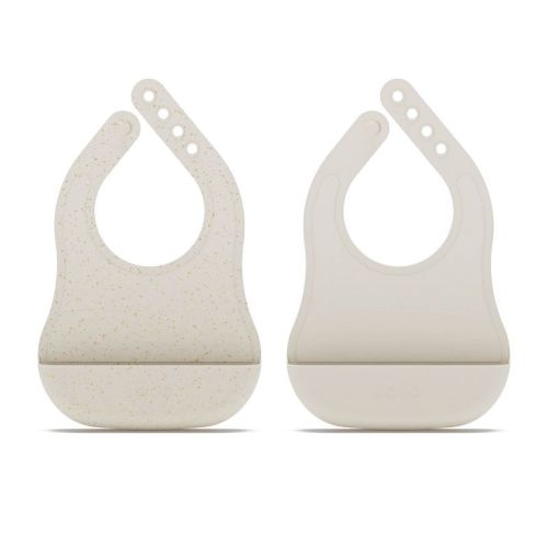 Lalo 2pk Silicone Bibs - Oatmeal
