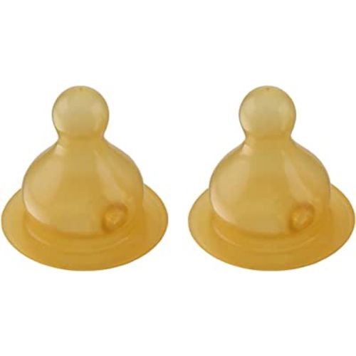 HEVEA Standard Neck Baby Glass Bottle Nipples Slow Flow - Baby Bottle Nipples for Newborn Babies - Two-Pack - 100% Natural Rubber 0-3 Months