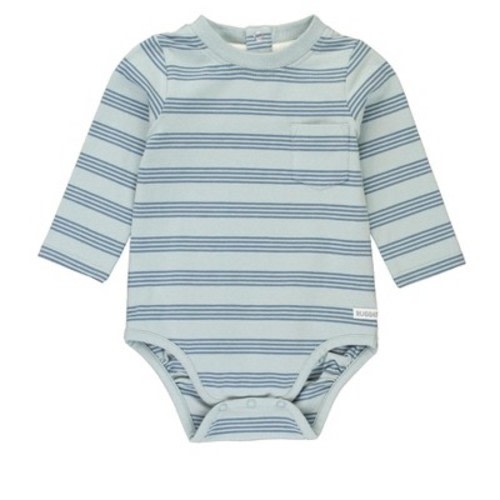 RuggedButts Baby Boys Crew Neck Pocket Bodysuit - Cloud Blue Multi Stripe, 0-3m