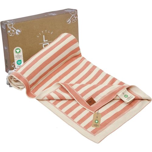Amelia Organic Cotton Baby Blanket 30x40 in, Earth Ivory – GOTS Certified, Soft Knit for Crib & Stroller, Breathable Swaddle for Newborns, Machine Washable