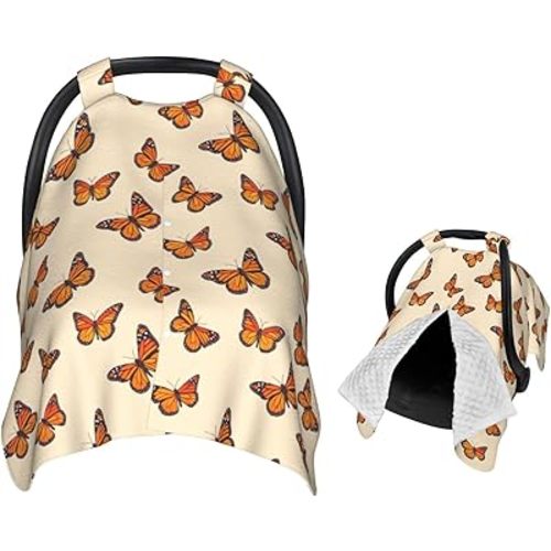 Monarch Butterfly Baby Car Seat Canopy Nursing Cover for Newborn Car Seat Breastfeeding Covers Blanket Newborn Shower Gift