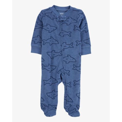Baby Shark Print 2-Way Zip Terry Sleep & Play Pajamas - Carter's | Carter's