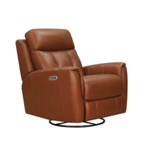 Torino Nutmeg Brown Nursery 34" Leather Swivel Glider Power Recliner | Rocker | Adjustable Headrest | Living Spaces