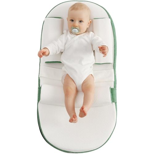 SISTIN Baby Anti Overflow Feeding Pillow, Baby Multifunctional Feeding Support Pillow, Travel Portable Feeding Pillow, Removable Adjustable,Green